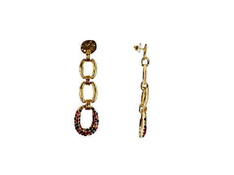 Off Park® Collection, Gold-Tone Multi Color Crystal Chain Link Earrings.