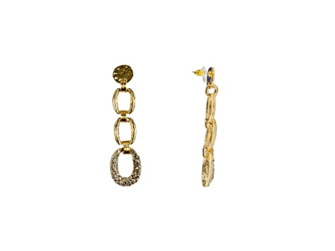 Off Park® Collection, Gold-Tone Clear Crystal Chain Link Earrings.