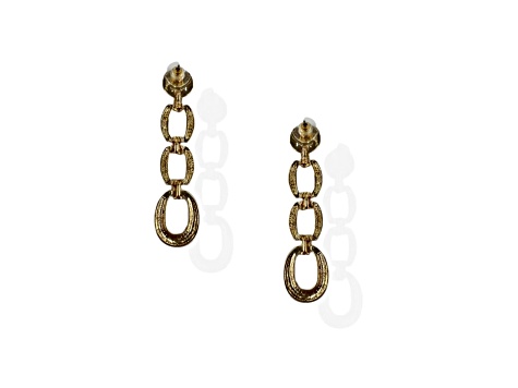 Off Park® Collection, Gold-Tone Clear Crystal Chain Link Earrings.