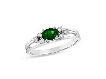Picture of 0.50ctw Emerald and Diamond Band Ring in 14k White Gold
