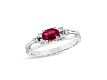 Picture of 0.55ctw Ruby and Diamond Band Ring in 14k White Gold