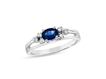 Picture of 0.55ctw Sapphire and Diamond Band Ring in 14k White Gold