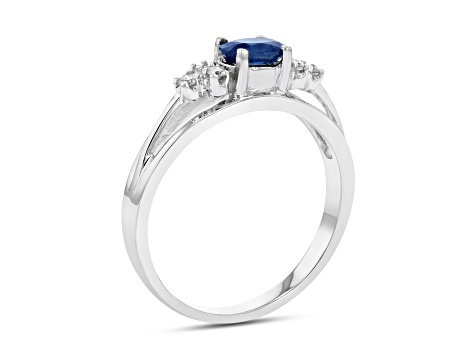 0.55ctw Sapphire and Diamond Band Ring in 14k White Gold