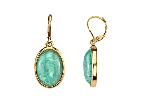 1928 Jewelry Gold Tone Green Aventurine Oval Drop Earrings