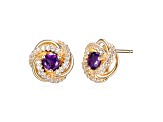 Purple African Amethyst 18k Yellow Gold Over Sterling Silver Earrings