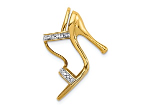 14K Two-tone Gold 3D Textured Diamond High Heel Charm