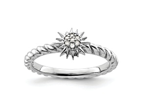 Sterling Silver Stackable Expressions Diamond Star Ring 0.035ctw