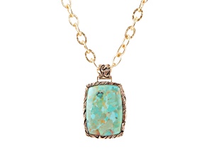 Barse Jewelry Blue Turquoise Gold Tone Jacquard  Pendant With Chain