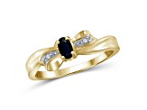 Black Sapphire 14K Gold Over Sterling Silver Ring 0.25ctw