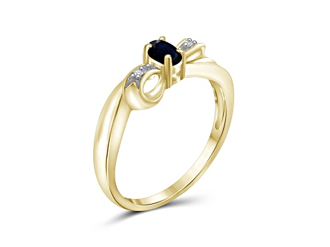 Black Sapphire 14K Gold Over Sterling Silver Ring 0.25ctw