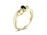 Black Sapphire 14K Gold Over Sterling Silver Ring 0.25ctw