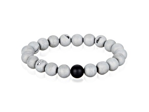 Invicta Jewelry Men's Druzy Agate and Matte Onyx Stone Bead Stretch Bracelet (10mm)