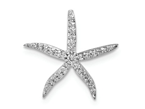 Rhodium Over 14k White Gold Diamond Starfish Chain Slide Pendant