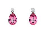 6x4mm Pear Shape Pink Topaz with Diamond Accents 14k White Gold Stud Earrings