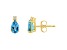 6x4mm Pear Shape Blue Topaz with Diamond Accents 14k Yellow Gold Stud Earrings