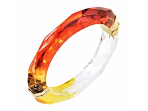14K Yellow Gold Over Sterling Silver Red and Yellow Tie Dye Lucite Bangle Bracelet