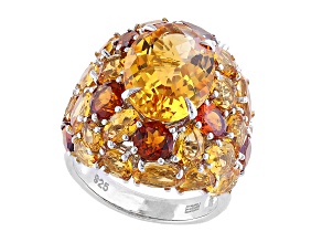 EFFY Sterling Silver Citrine, Madeira Citrine Cluster Ring 14.74ctw