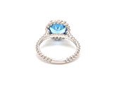 Round Swiss Blue Topaz Rhodium Over Sterling Silver Ring 2.98ctw