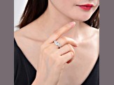 Round White Topaz Sterling Silver 3-Stone Engagement Style Ring, 3.48ctw