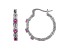 Sterling Silver Lab Created Pink Sapphire Byzantine Hoop Earrings .4ctw