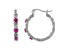 Sterling Silver Lab Created Ruby Byzantine Hoop Earrings .4ctw
