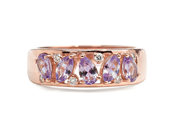 Purple Amethyst White Topaz 14K Rose Gold Over Sterling Silver Ring