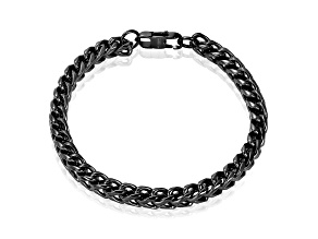 Invicta Jewelry Men's Black Plated Franco Chain Bracelet (6mm) - 8.5"