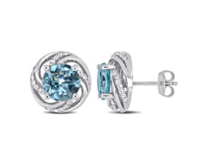 5ctw Sky Blue Topaz and White Topaz Stud Earrings in Sterling Silver
