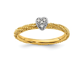 Picture of 14K Yellow Gold Over Sterling Silver Diamond Stackable Expressions Heart Ring 0.02ctw