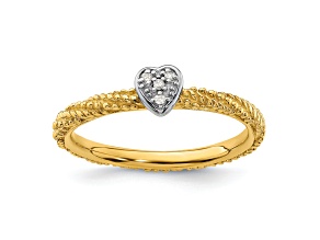 14K Yellow Gold Over Sterling Silver Diamond Stackable Expressions Heart Ring 0.02ctw