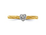 14K Yellow Gold Over Sterling Silver Diamond Stackable Expressions Heart Ring 0.02ctw