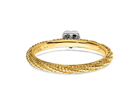 14K Yellow Gold Over Sterling Silver Diamond Stackable Expressions Heart Ring 0.02ctw