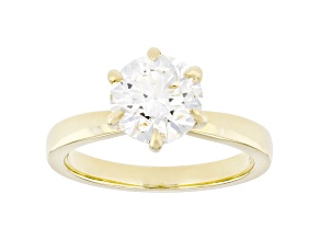 Certified White Lab-Grown Diamond F VS1 10K Yellow Gold Secret Halo Solitaire Ring 2.15ctw