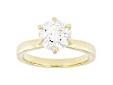 Certified White Lab-Grown Diamond F VS1 10K Yellow Gold Secret Halo Solitaire Ring 2.15ctw