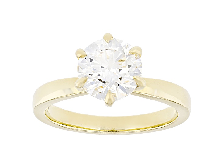 Certified White Lab-Grown Diamond F VS1 10K Yellow Gold Secret Halo Solitaire Ring 2.15ctw