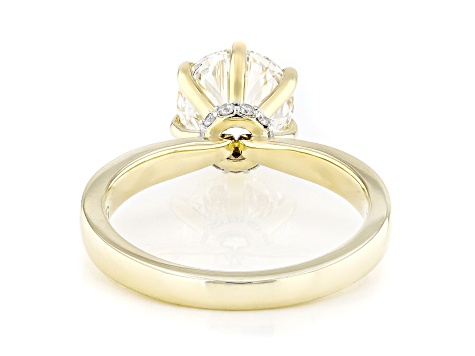Certified White Lab-Grown Diamond F VS1 10K Yellow Gold Secret Halo Solitaire Ring 2.15ctw