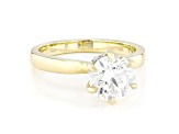 Certified White Lab-Grown Diamond F VS1 10K Yellow Gold Secret Halo Solitaire Ring 2.15ctw