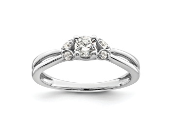 Picture of Rhodium Over 14K White Gold First Promise Polish Round Diamond Engagement Ring 0.33ctw