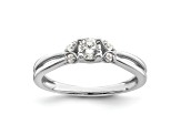 Rhodium Over 14K White Gold First Promise Polish Round Diamond Engagement Ring 0.33ctw