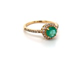 10K Yellow Gold Round Emerald and Diamond Ring 1.12ctw