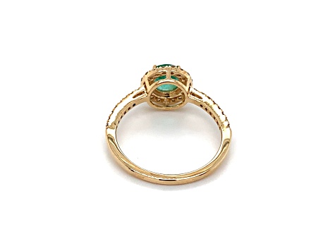 10K Yellow Gold Round Emerald and Diamond Ring 1.12ctw