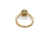 10K Yellow Gold Round Emerald and Diamond Ring 1.12ctw