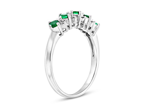 0.40ctw Emerald and Diamond Band Ring in 14k White Gold