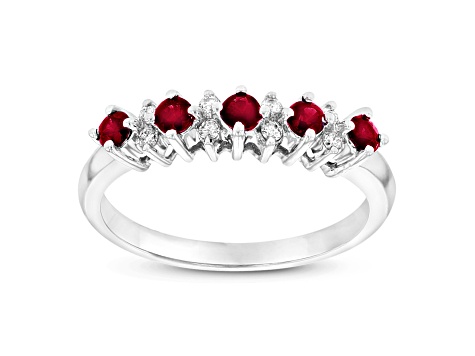 0.52ctw Ruby and Diamond Band Ring in 14k White Gold