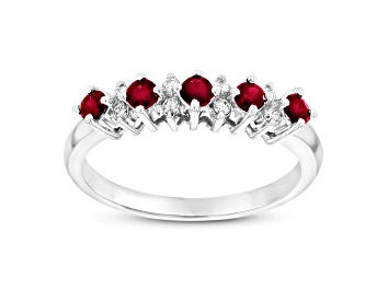 Picture of 0.52ctw Ruby and Diamond Band Ring in 14k White Gold