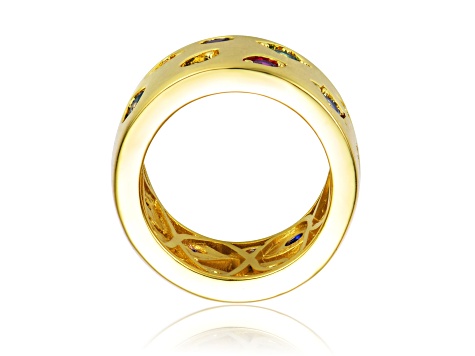 Multi Colored Cubic Zirconia, 14k Yellow Gold Plated over