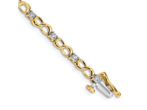 10k Yellow Gold and 10k White Gold Diamond Figure 8 Link Bracelet