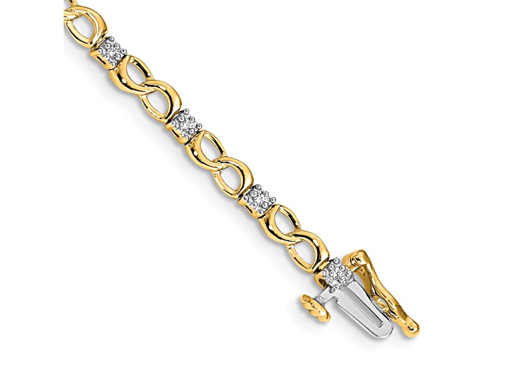10k Yellow Gold and 10k White Gold Diamond Figure 8 Link Bracelet