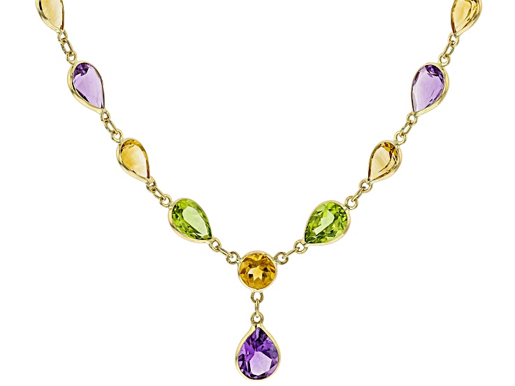 Multi-Gem 14k Yellow Gold 17" Necklace 17"
