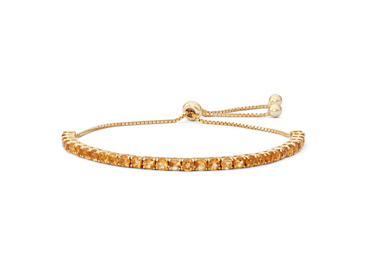 Round Citrine 14K Yellow Gold Over Sterling Silver Bolo Bracelet 2.63ctw